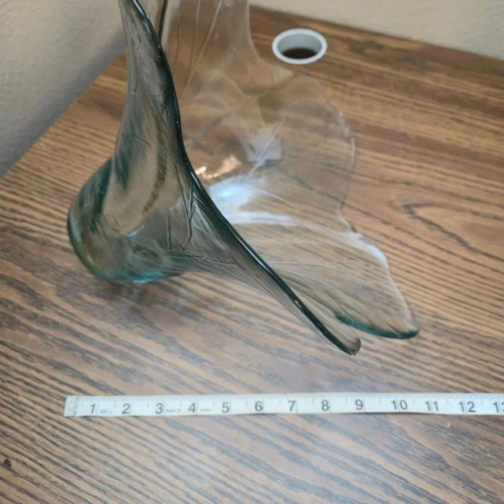 Leaf Design Lg Glass Bowl Centerpiece Decorative Dish-Vase Aprox‎ 14